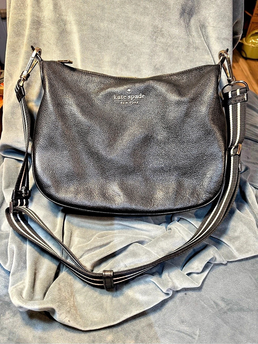 Kate Spade New York Rosie Black Pebbled Leather Crossbody Bag POP